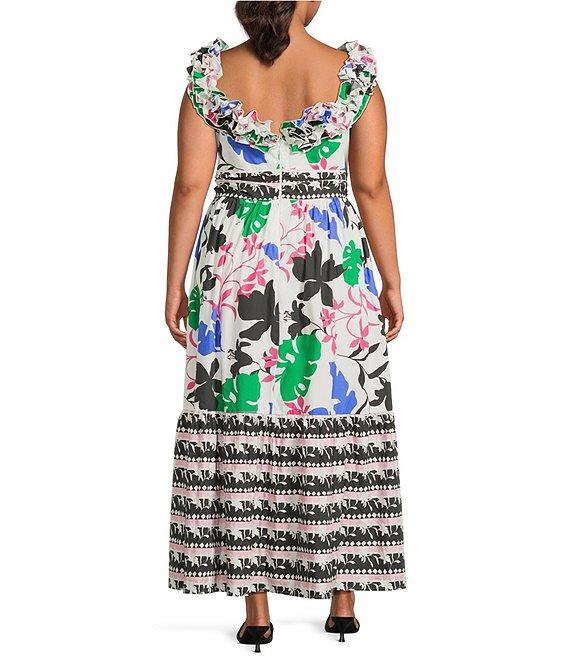 Layered With Love Plus Size Printed Ruffle Maxi Dress Product Image