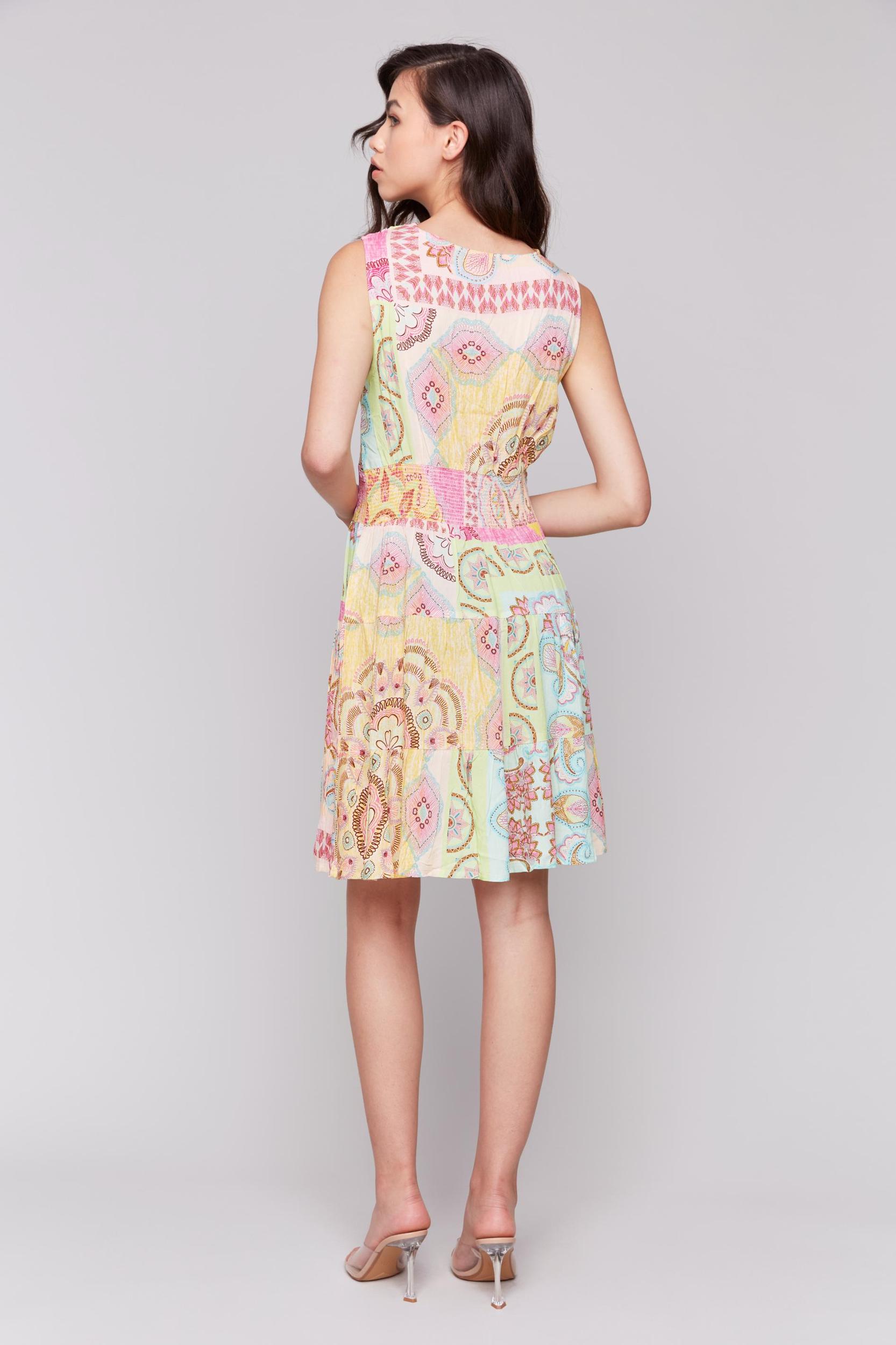 Printed V-Neck Dress with Tiers Product Image