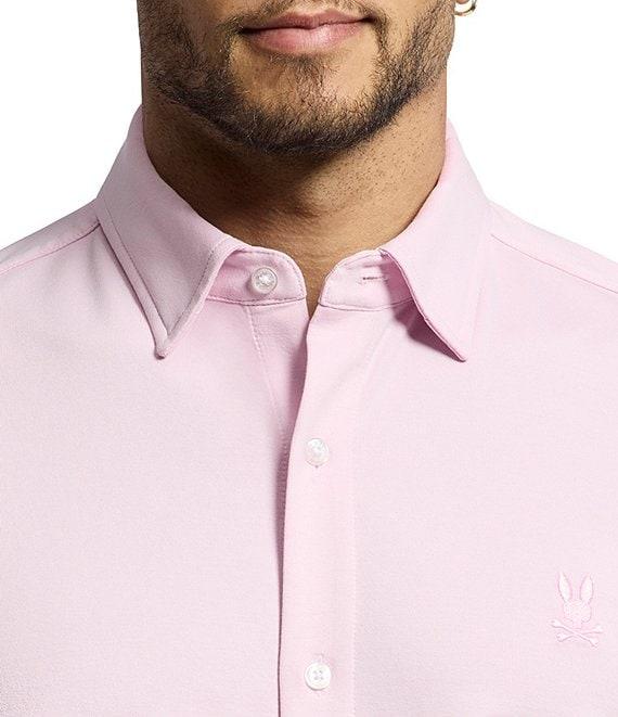 Psycho Bunny Jackson Classic Fit Stretch Knit Spread Collar Solid Dress Shirt Product Image