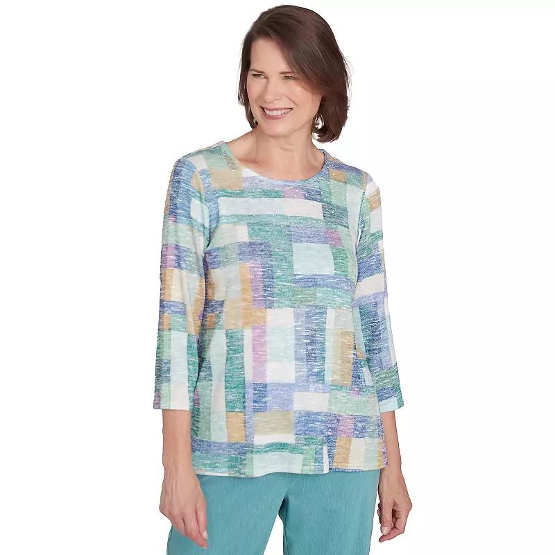 Petite Alfred Dunner Lake Hues Colorblock Top, Womens Product Image