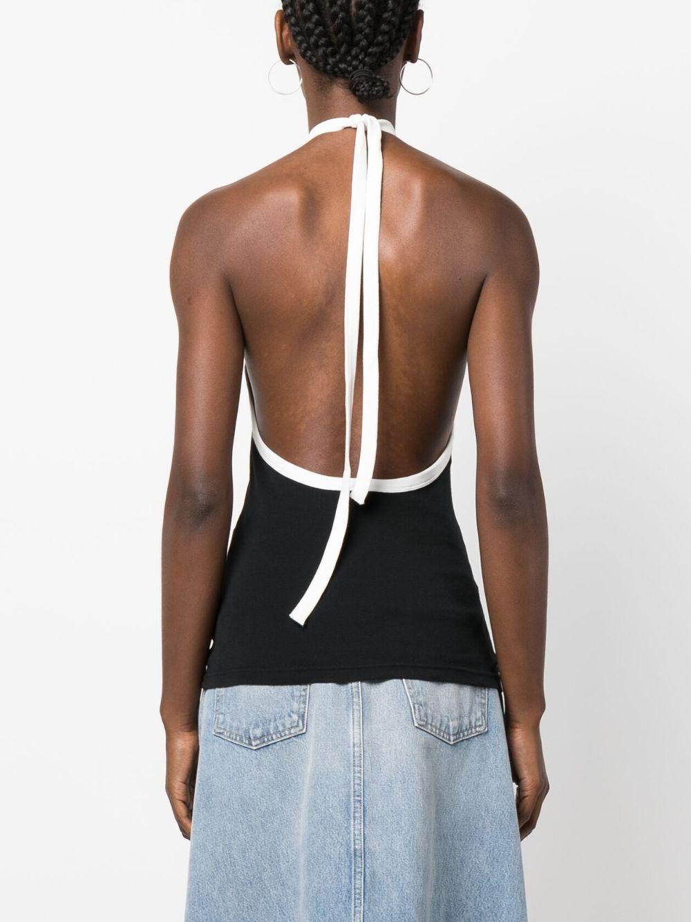 embroidered-logo halterneck top Product Image