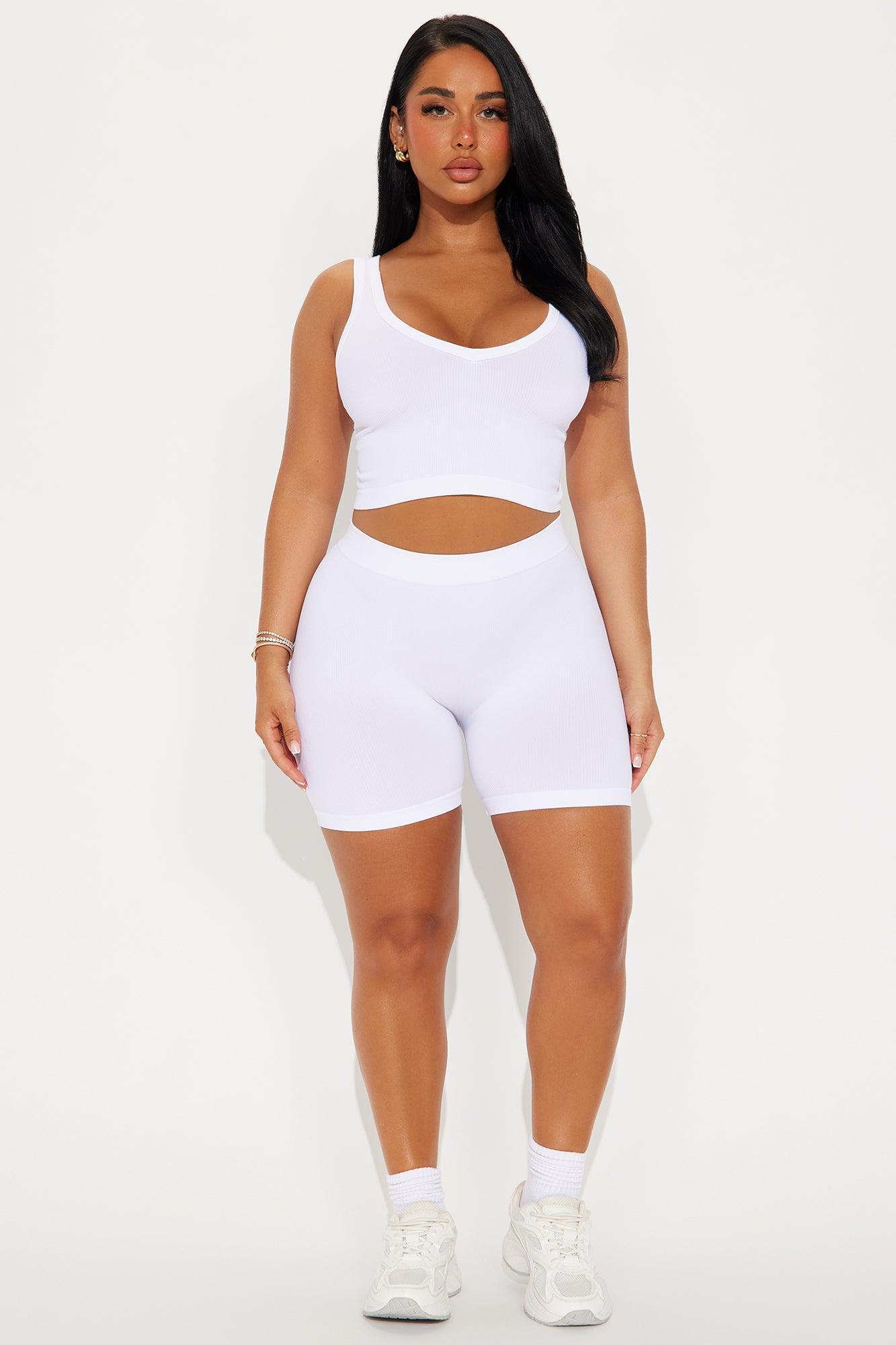 Virginia Seamless Tank And Biker Short Set - White Product Image