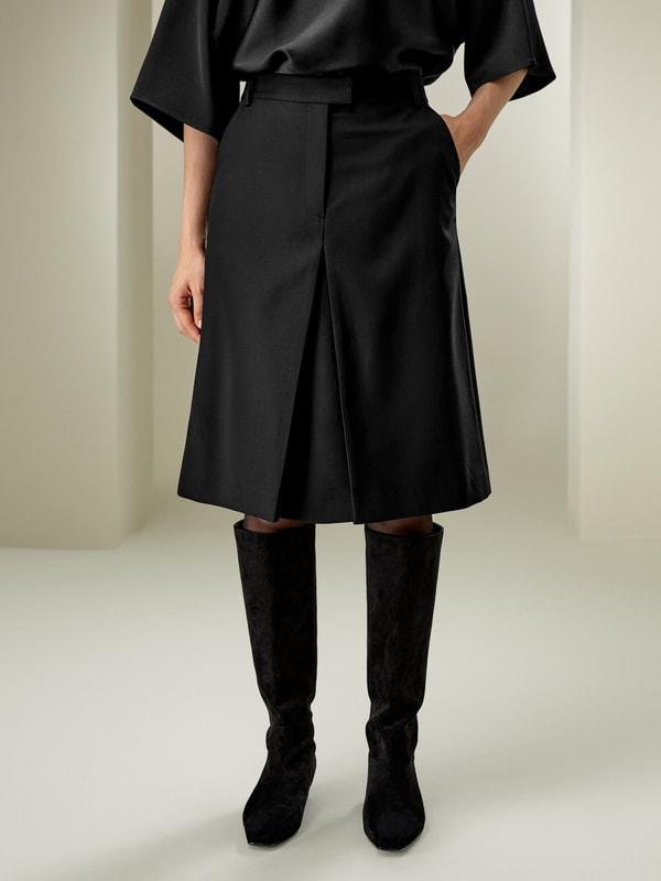 LILYSILK Womens Wool Skirt - Black Wool Silk - Perfect Wardrobe Staples Basic Style Bottoms 16 Product Image