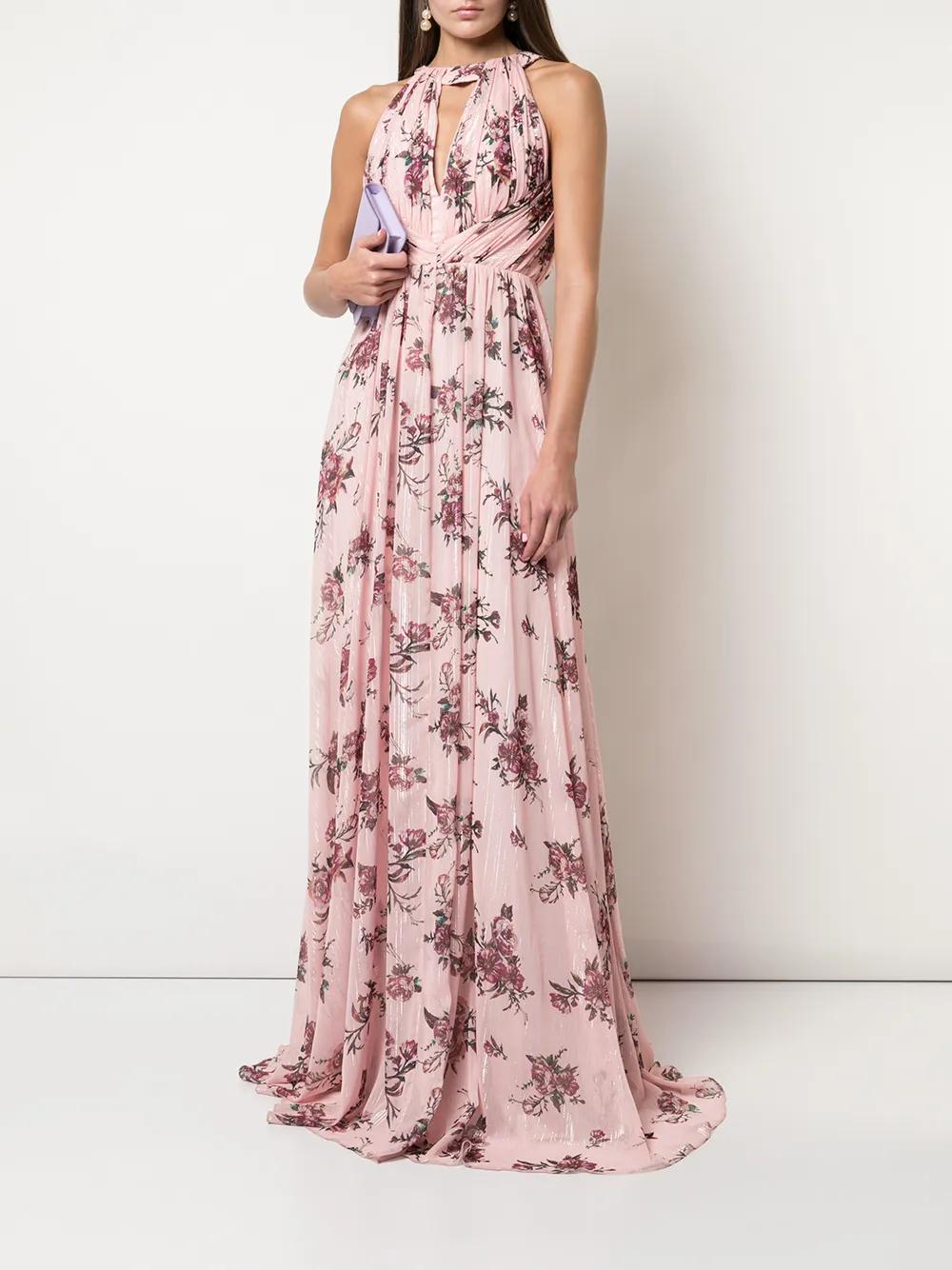 halterneck floral bridesmaid dress Product Image