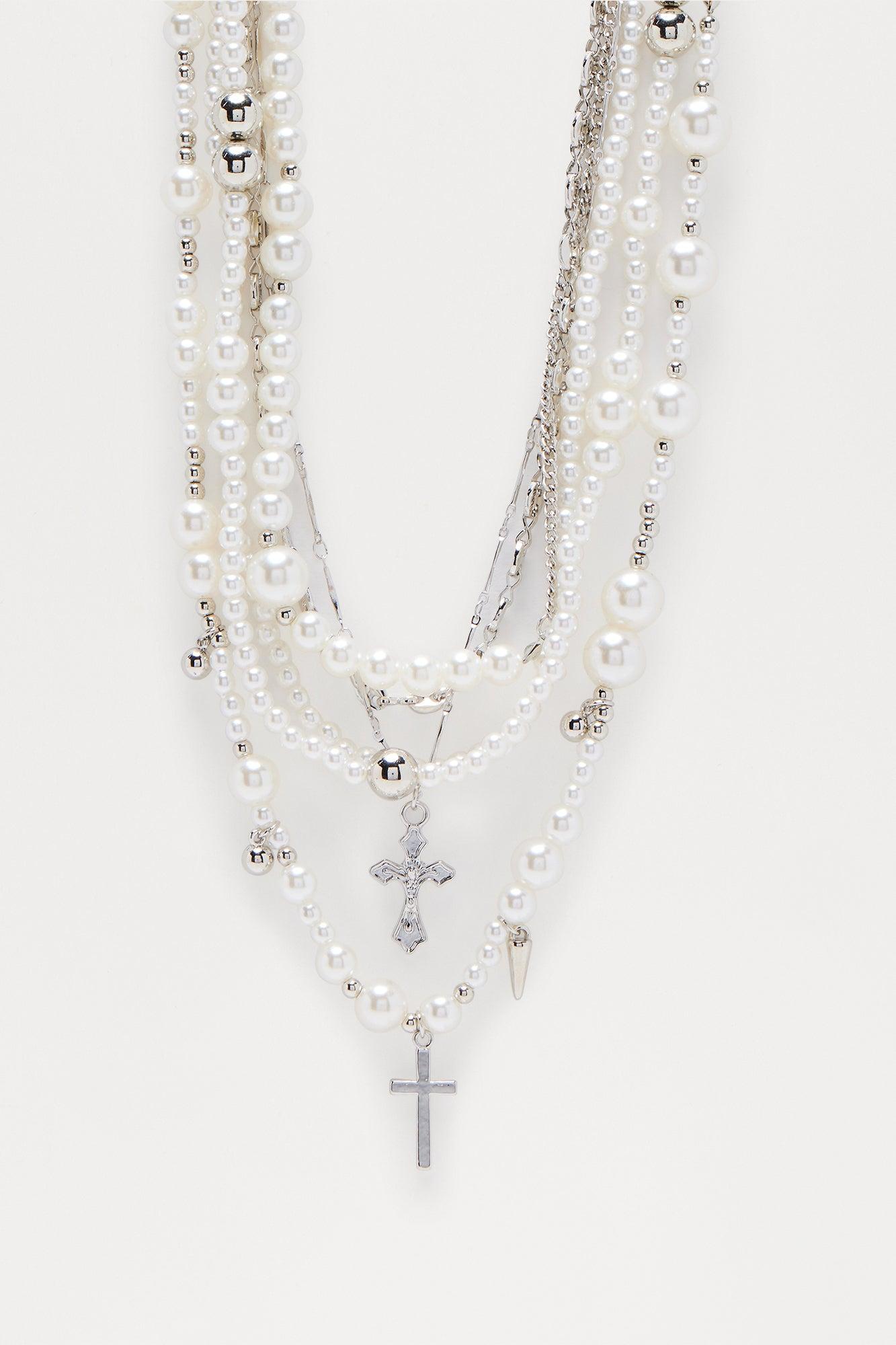 Jude Layered Pearls 2 Piece Necklace Set - Silver Female Product Image