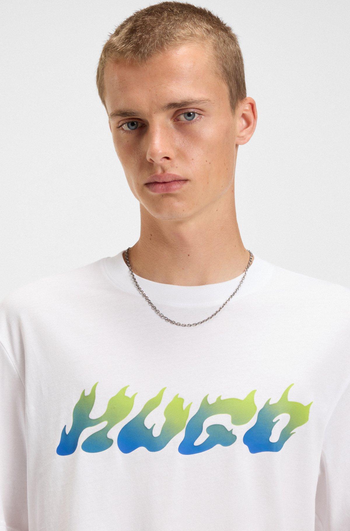 Cotton-jersey top with mixed-print artwork Product Image