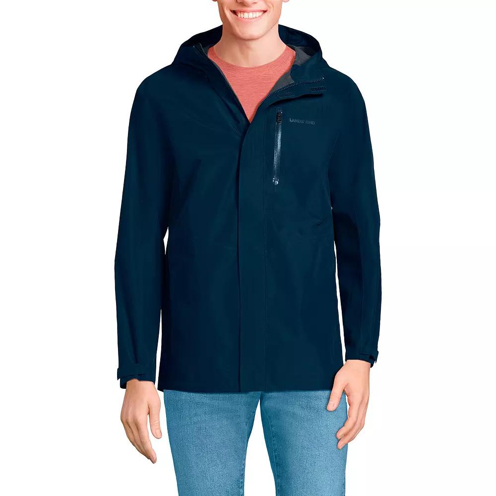 Men's Lands' End Waterproof Hooded Packable Rain Jacket,  Product Image
