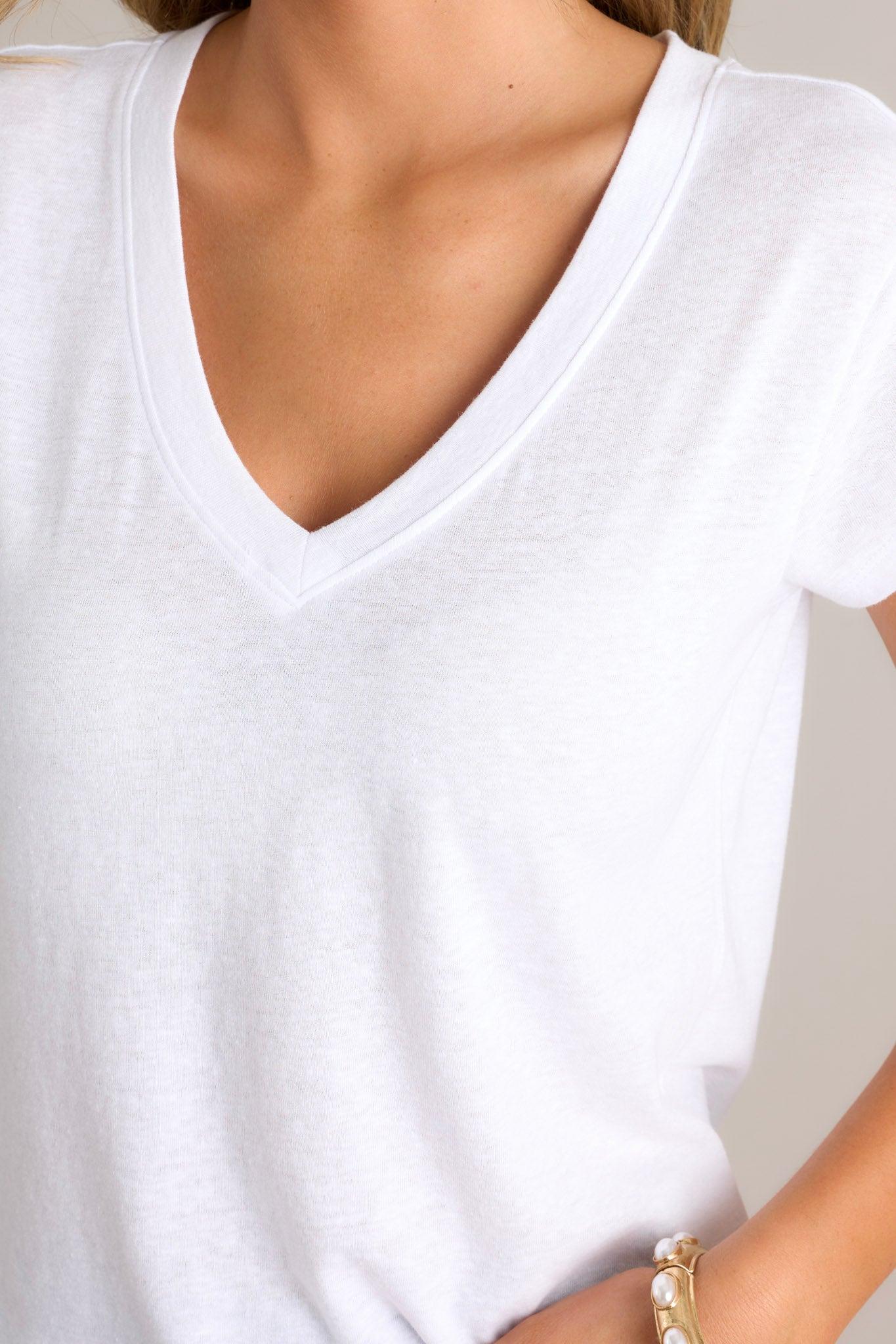 Z Supply Modern Tri Blend White V-Neck Tee Product Image