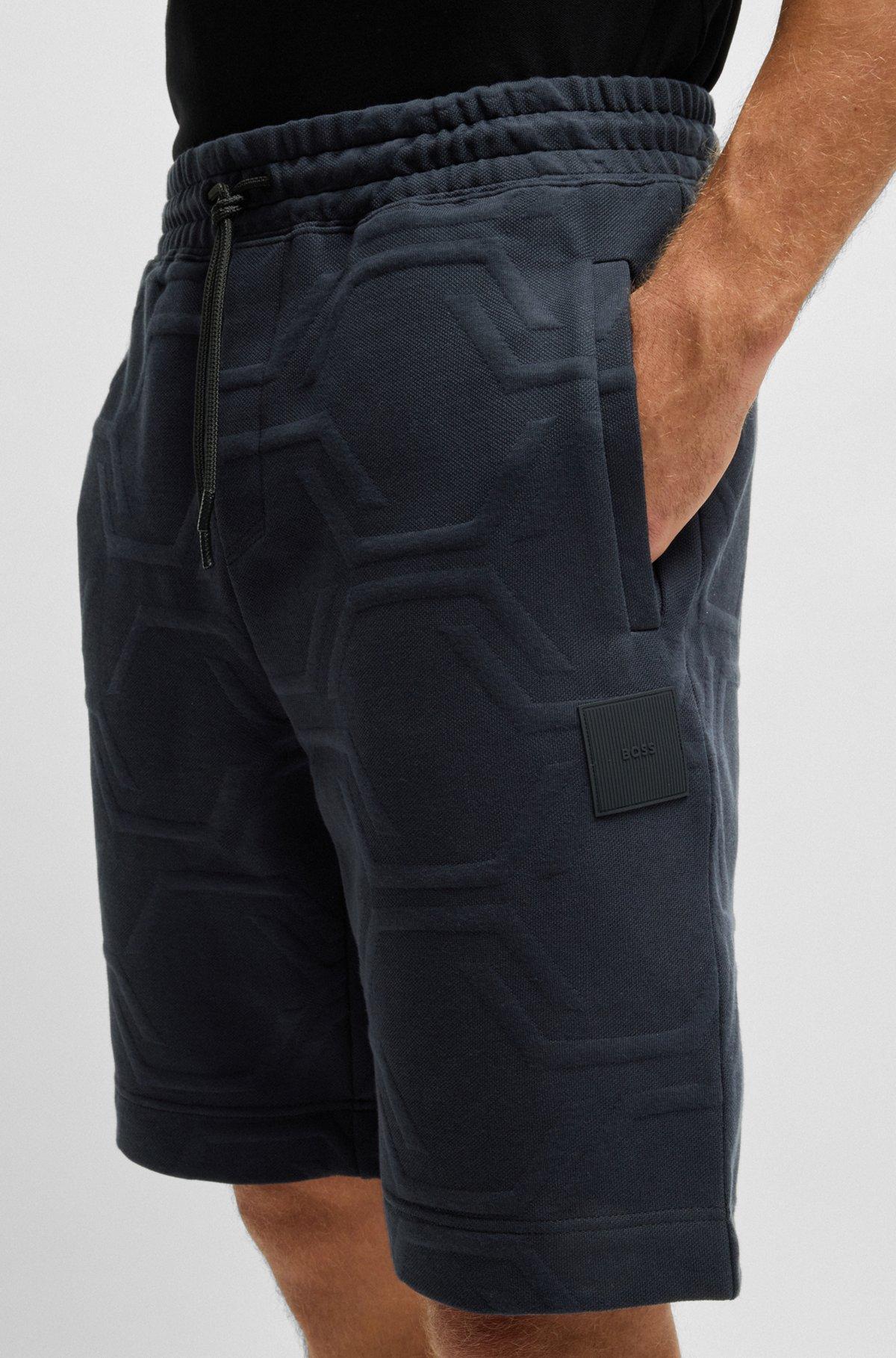 BOSS - Relaxed-fit shorts with hexagonal quilting - Dark Blue Product Image