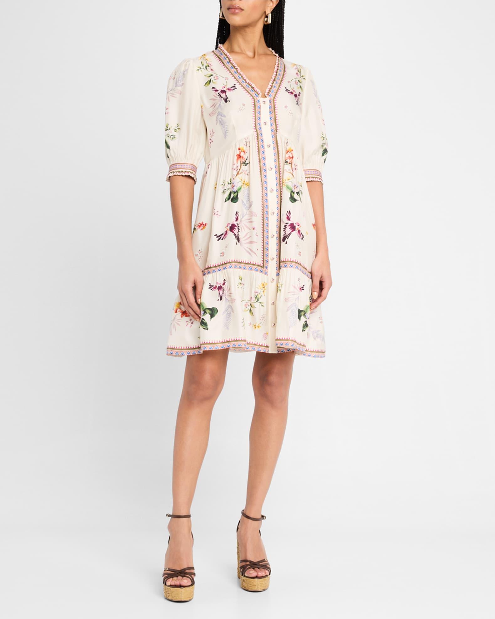 Loren Floral-Print Flounce Mini Dress Product Image