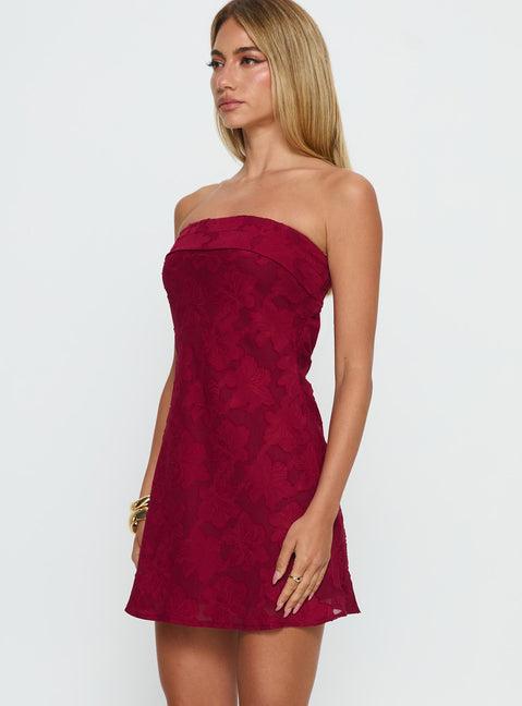 Phillipa Mini Dress Burgundy Floral Product Image