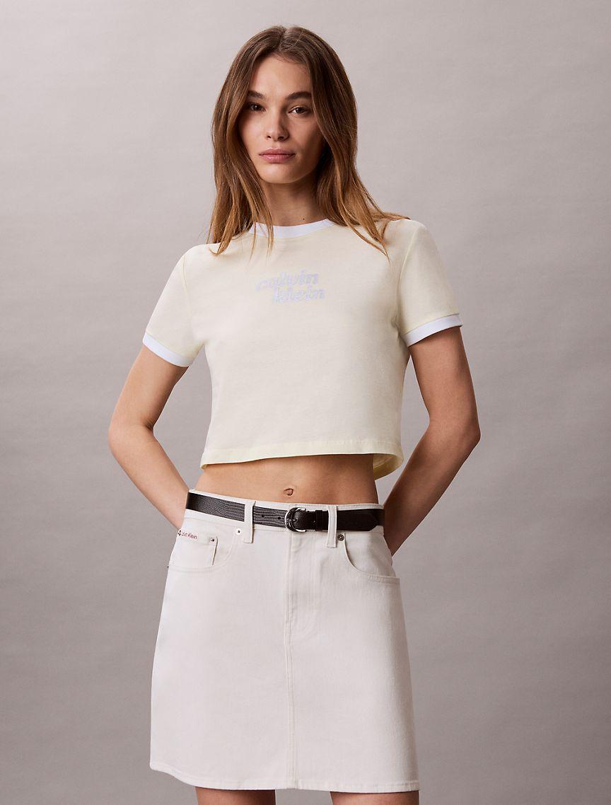 Logo Graphic Cropped Ringer T-Shirt Product Image