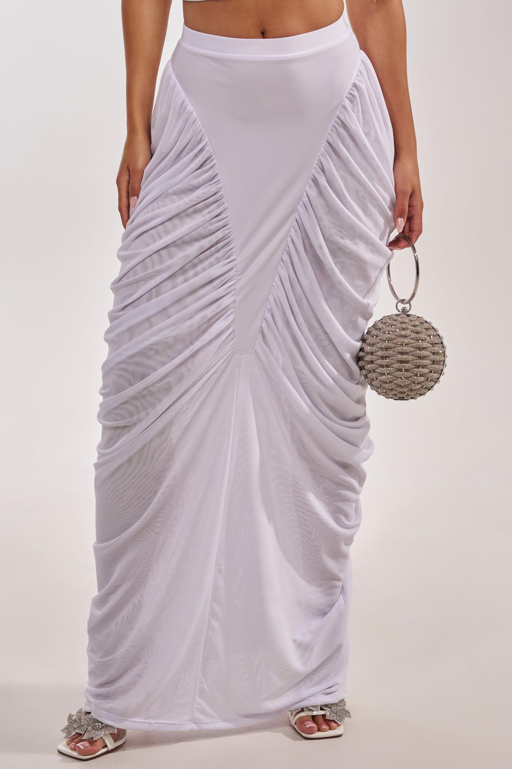 DREAMY RUCHED SKIRT IN WHITE Product Image