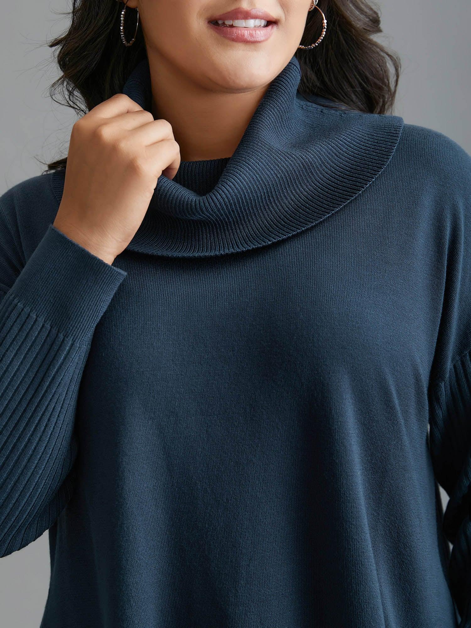 Supersoft Essentials Textured Drop Shoulder Turtleneck Pullover Female Product Image