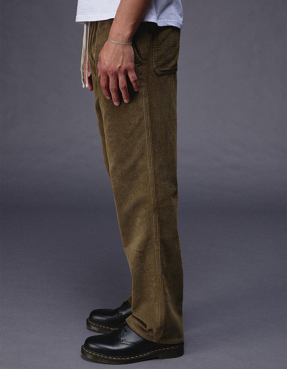 RSQ Mens Washed Straight Fit Corduroy Pants - OLIVE Product Image