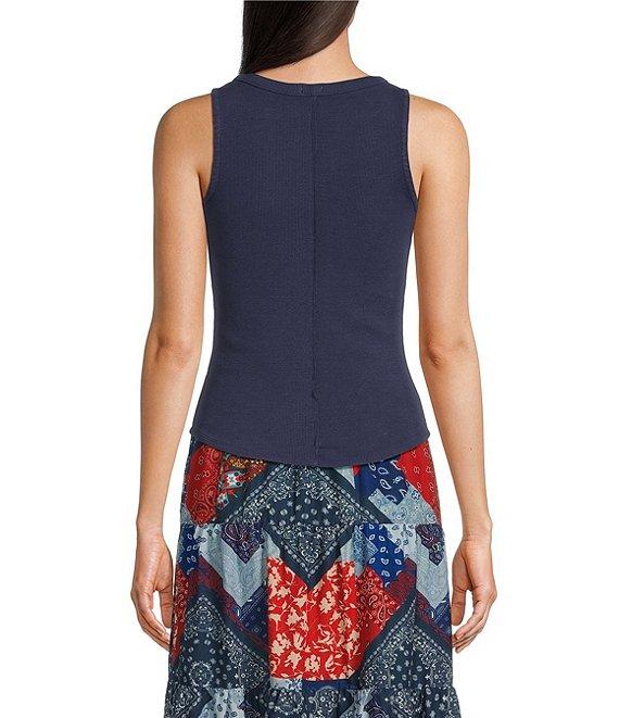 Reba Ribbed Knit Scoop Neck Sleeveless Tank Product Image