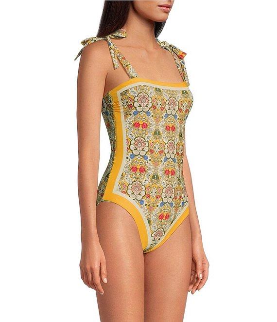 A Loves A Reversible Versailles Floral Bandeau Tie Shoulder One Piece Swimsuit Product Image