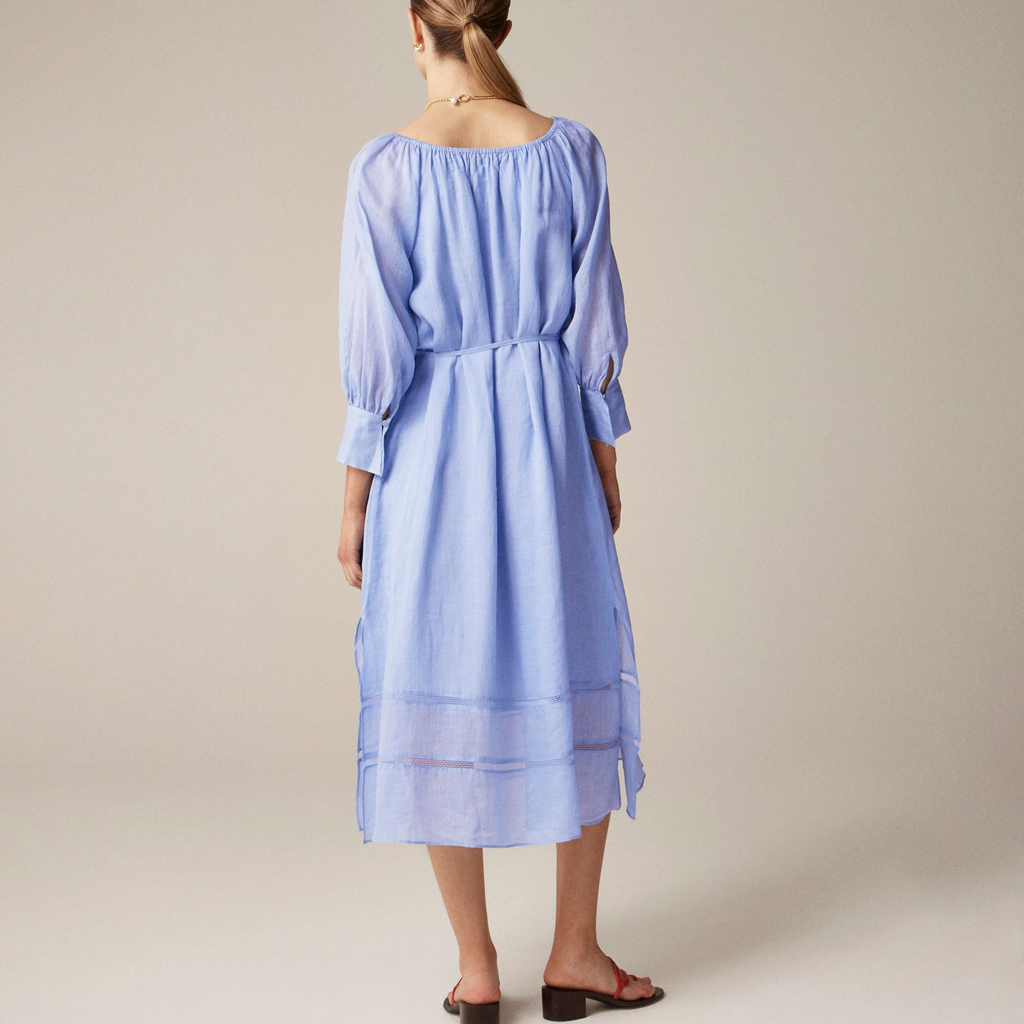 Gathered maxi dress in ramie Product Image