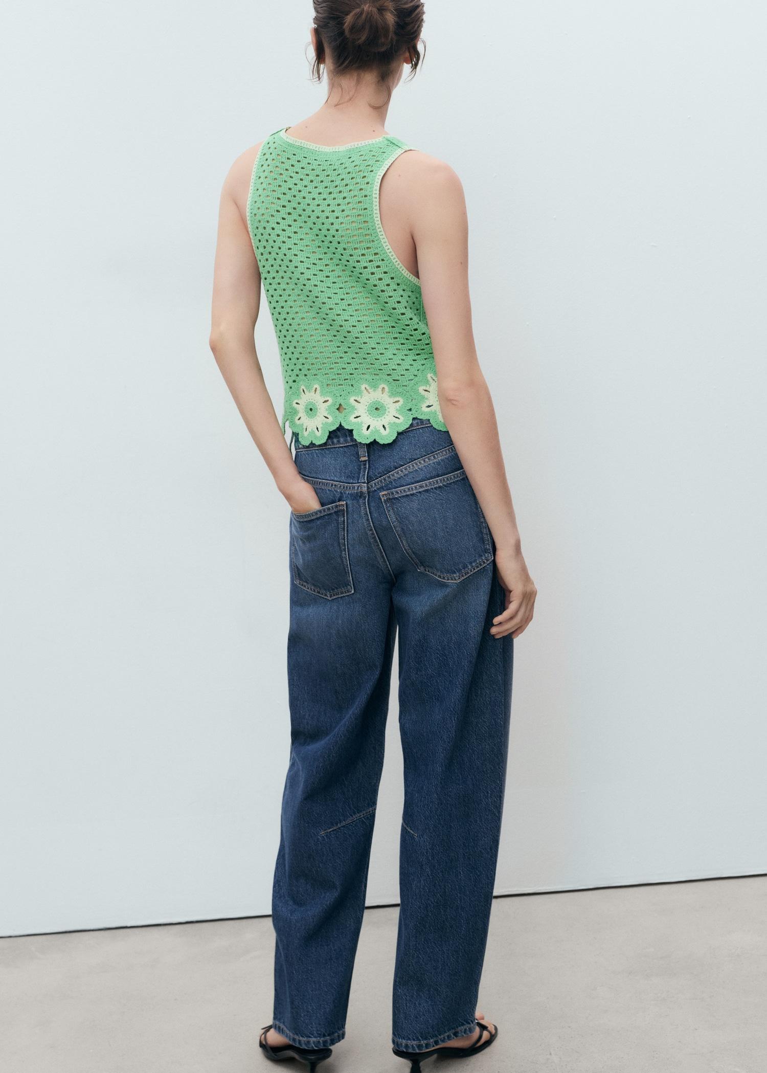 Crochet top with floral finishes - Women | MANGO USA Product Image