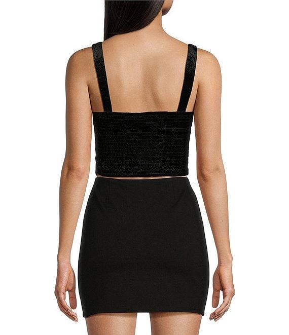 Honey & Sparkle Embossed Velvet Corset Smocked Back Top Product Image