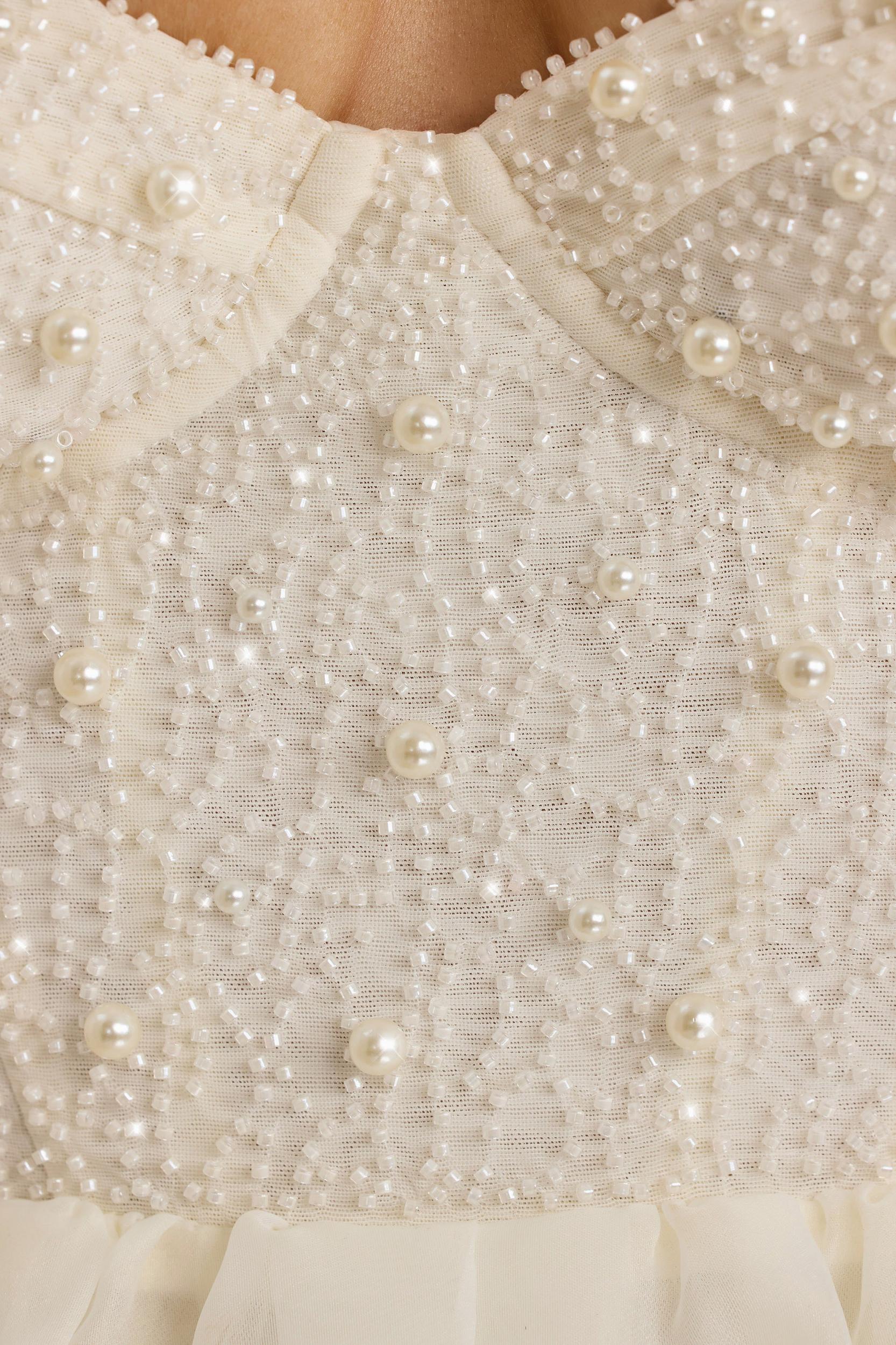 Embellished Corset Gown in White Product Image