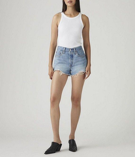 Levi's® 501® Original High Rise Distressed Frayed Hem Denim Shorts Product Image