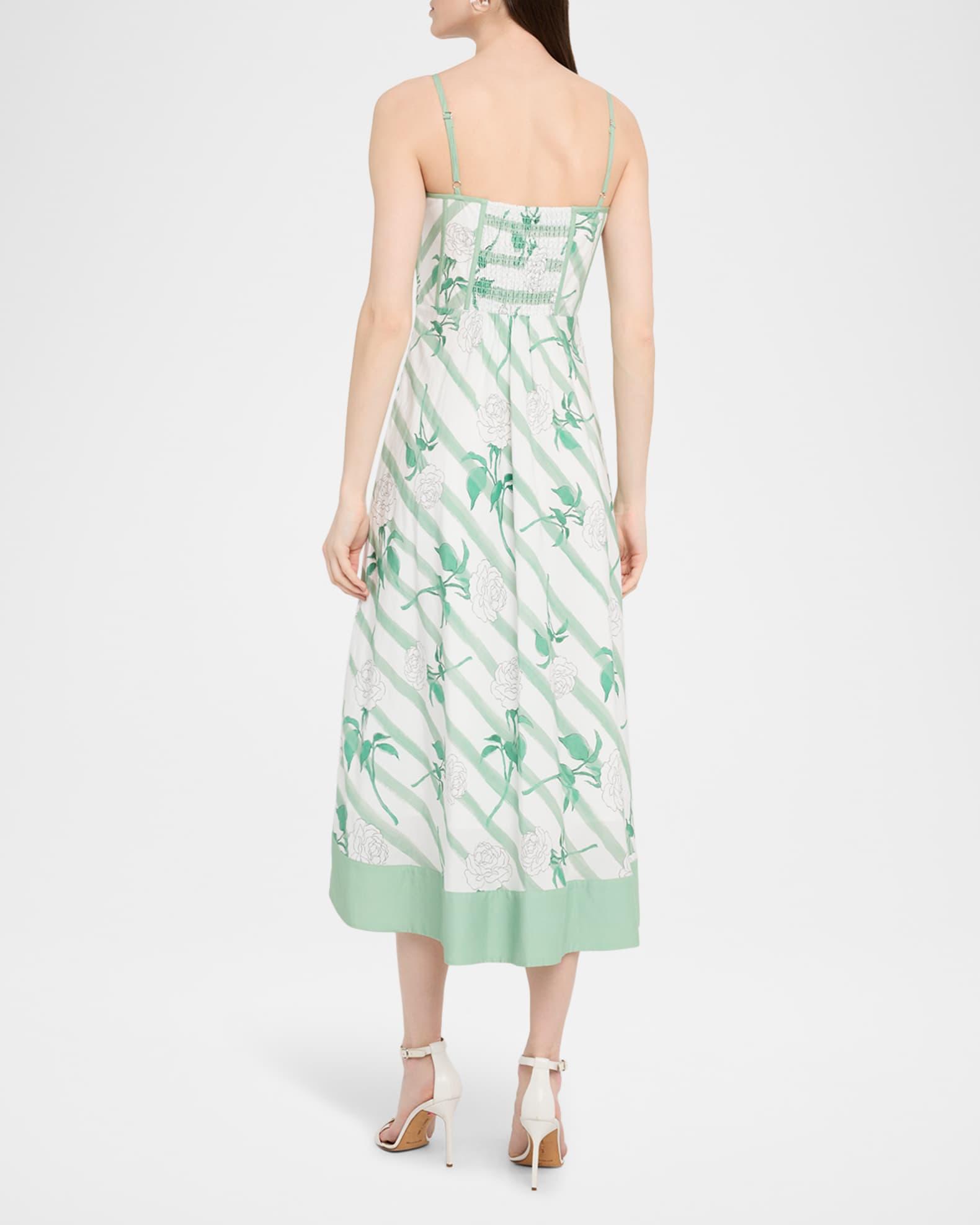 The Gia Liberty Striped Floral-Print Midi Dress Product Image