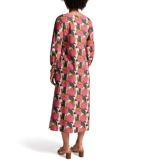 FRANCES VALENTINE Minnow Fireflower Print Boat Neck 3/4 Sleeve Maxi Dress Product Image