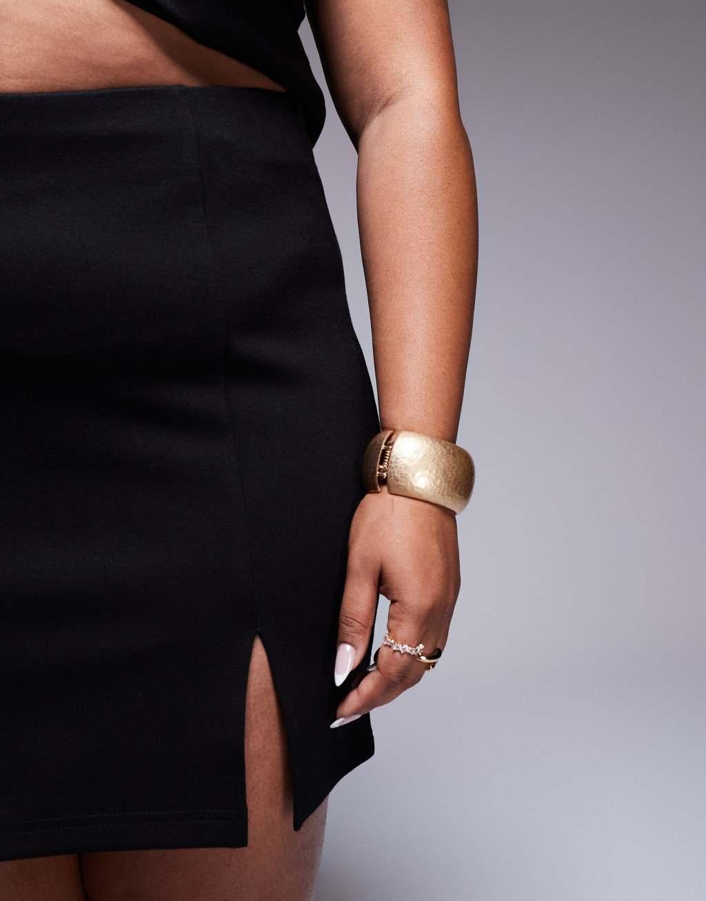 ASOS DESIGN Curve ponte split hem mini skirt in black Product Image