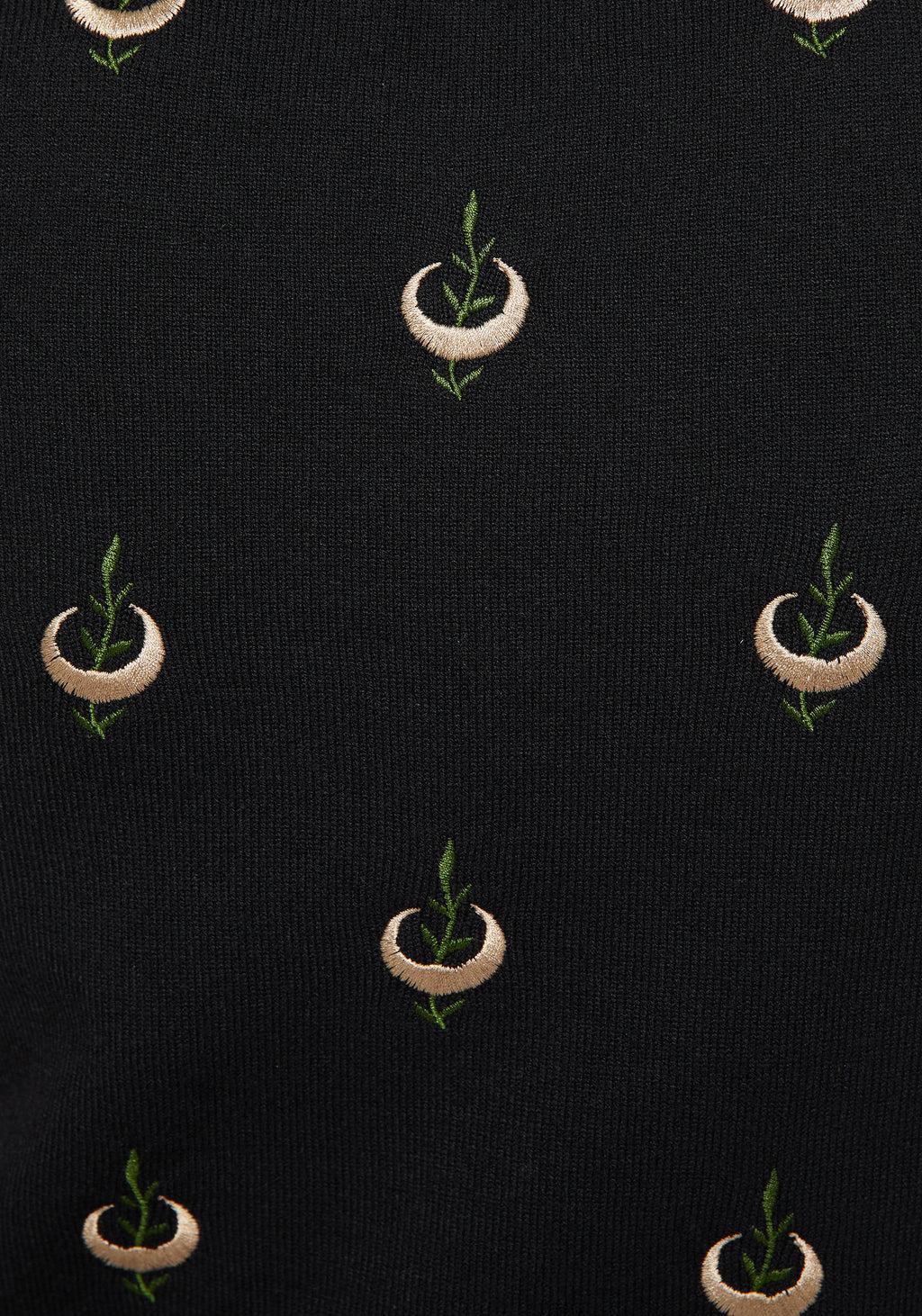 Liana Moon Leaf Embroidered Button Up Knit Vest Product Image