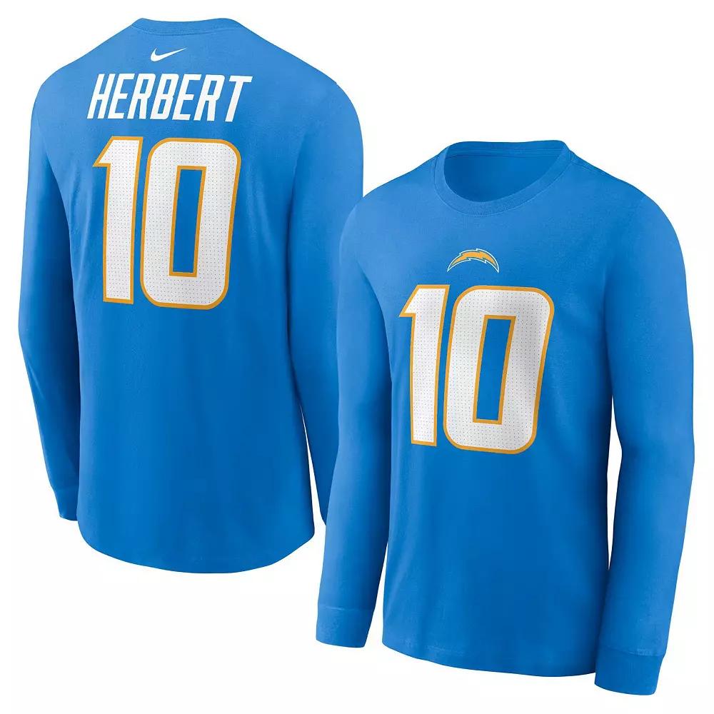 Men's Nike Justin Herbert Powder Blue Los Angeles Chargers Player Name & Number Long Sleeve T-Shirt,  Product Image