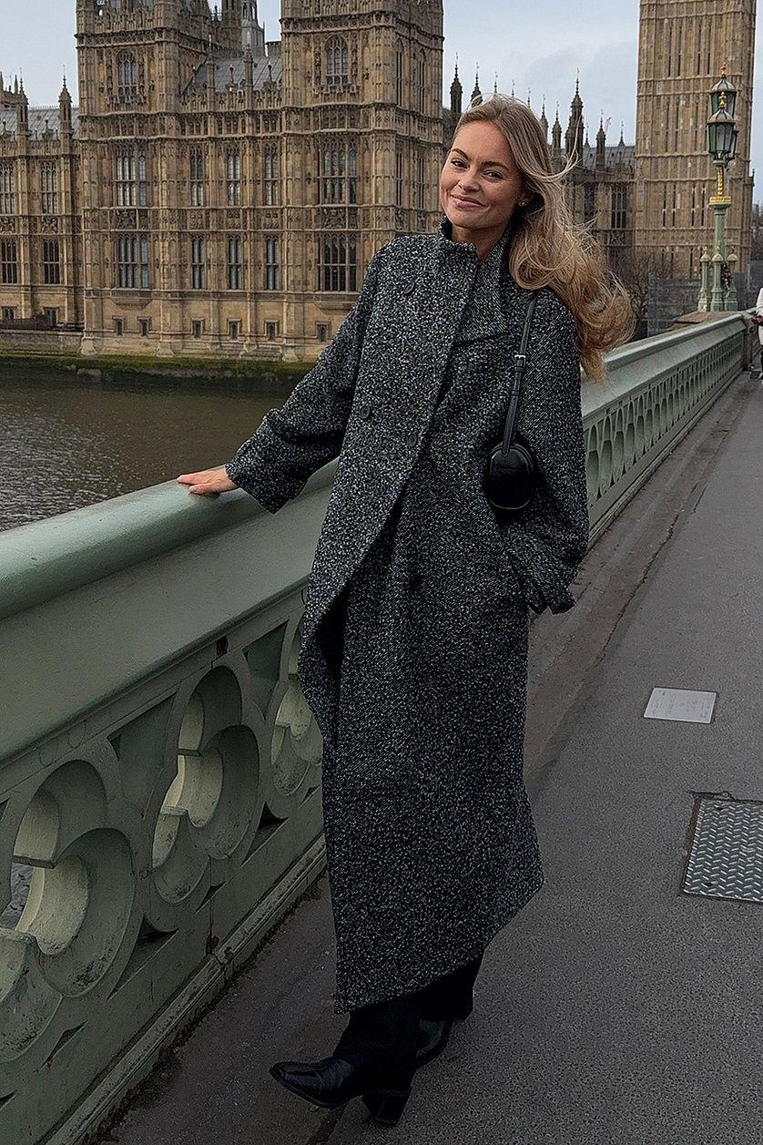 High Neck Herringbone Coat Product Image