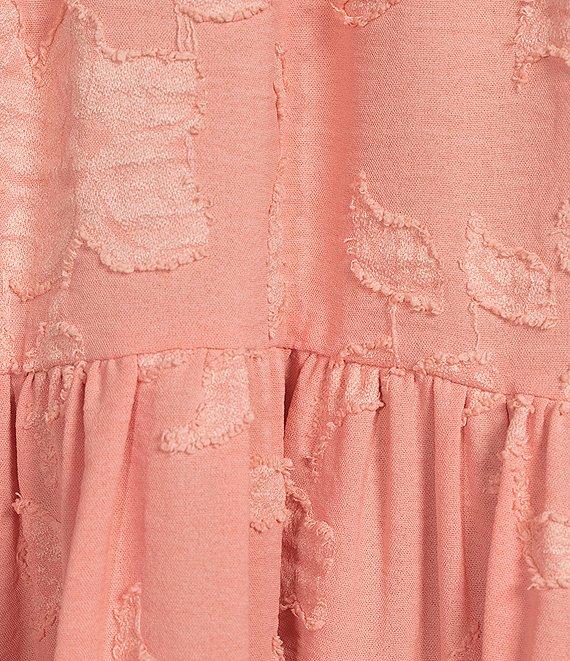 Leslie Fay Ruffle Neck 3/4 Sleeve Jacquard A-Line Dress Product Image