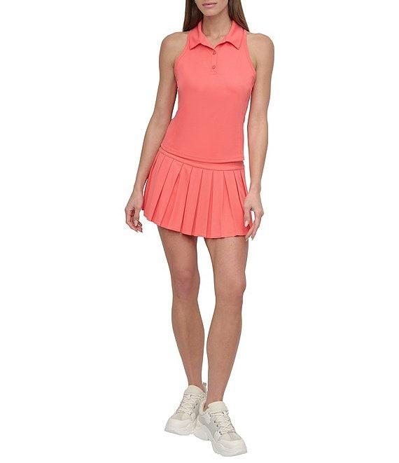 DKNY Sport by Donna Karan Court Pique Collared Neckline Sleeveless Racerback Polo Tank Product Image