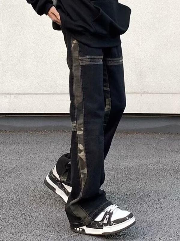 Men's Camo Print Splice Cargo Jeans Product Image