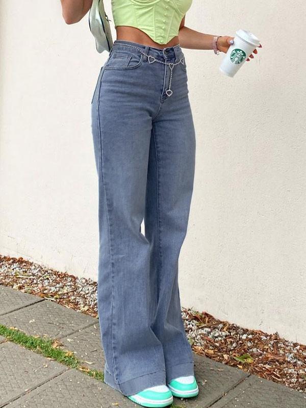 Blue Washed Boyfriend Jeans Product Image