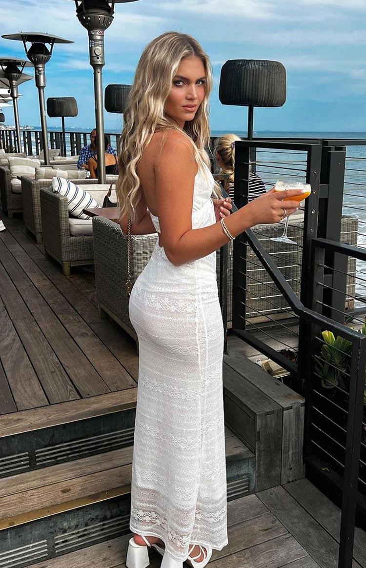 Novalie White Lace Halter Maxi Dress Product Image