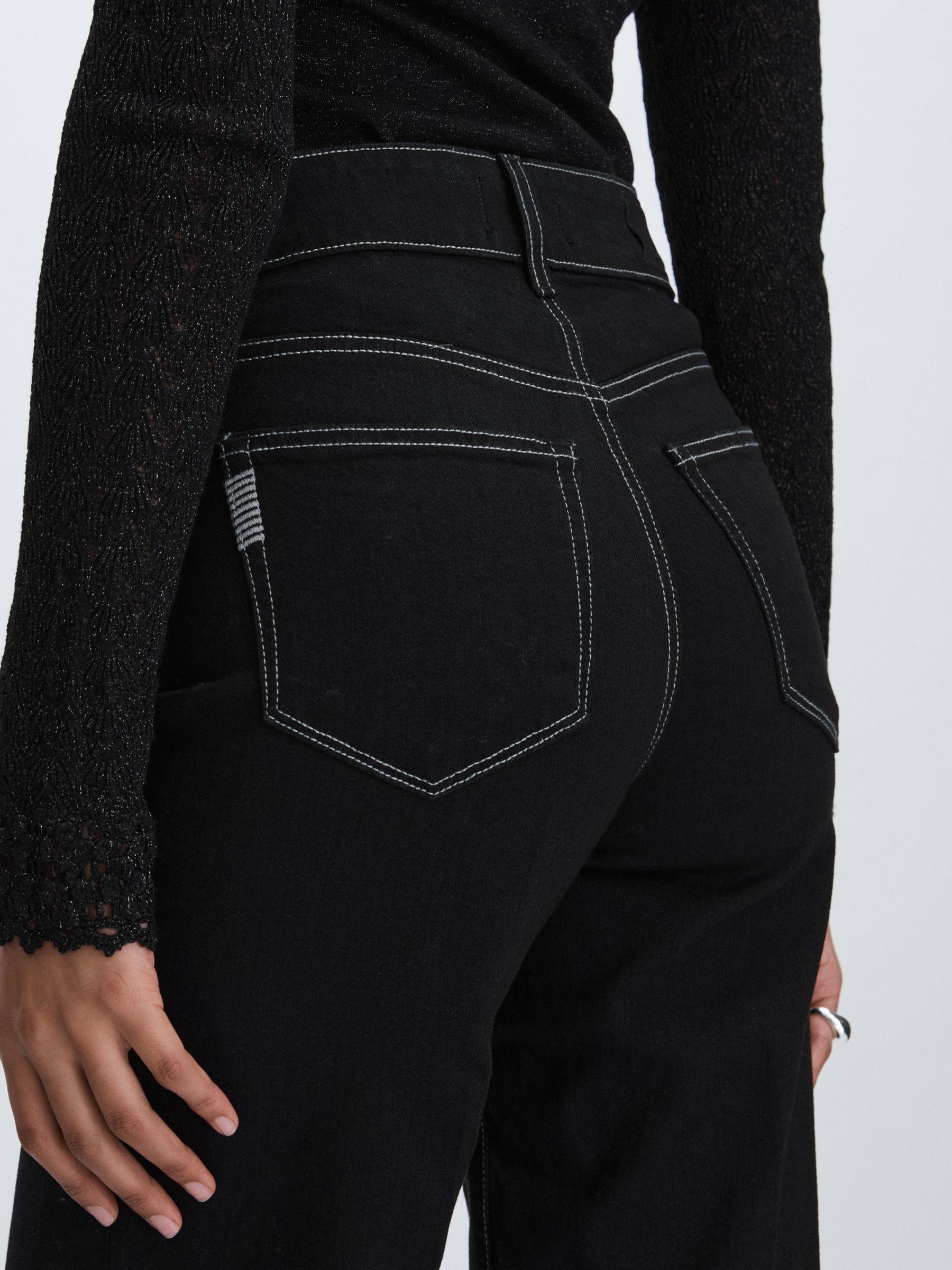 Paige Wide-Leg Cuffed Jeans in Black Product Image