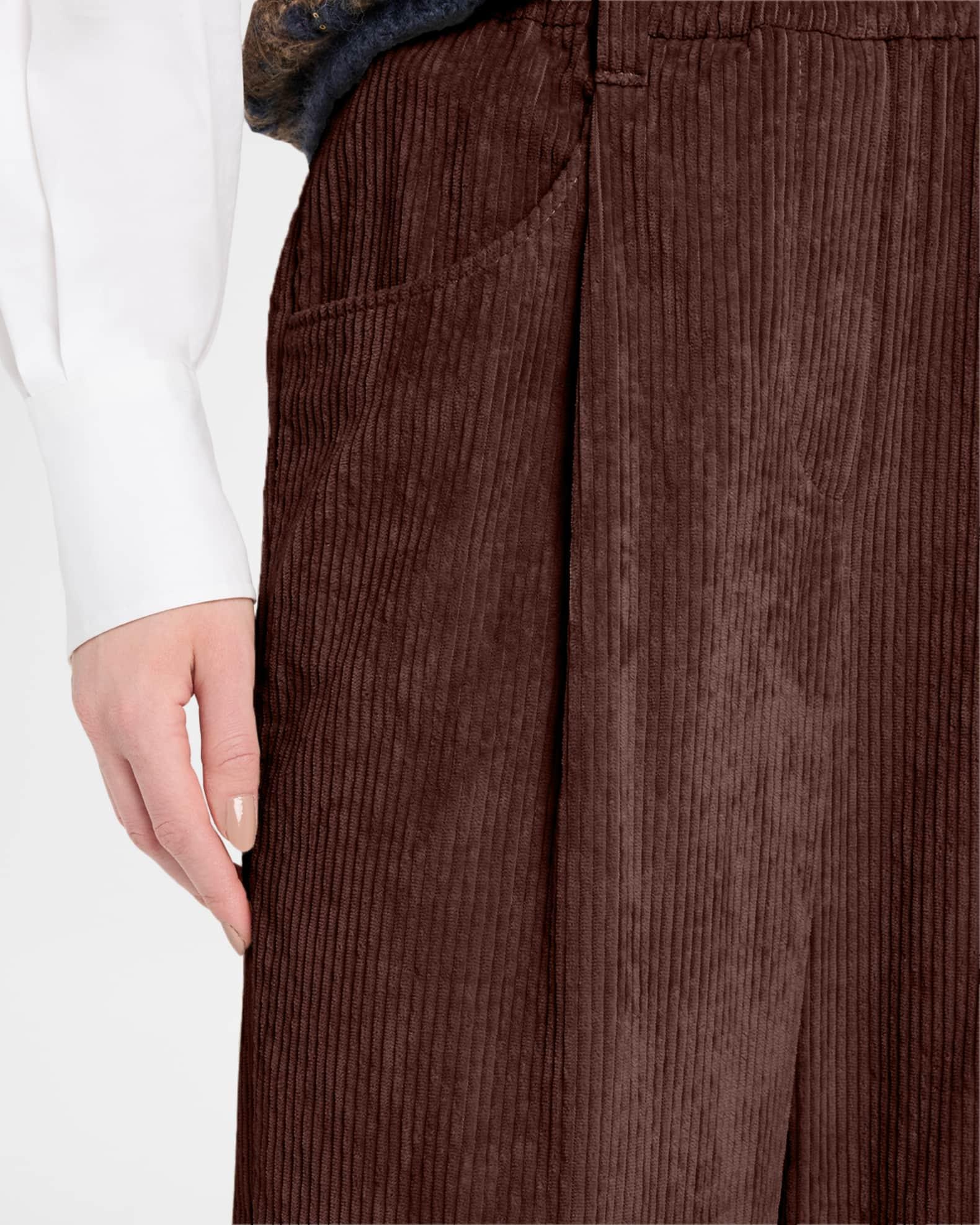 Soft Corduroy Pleated Straight-Leg Ankle Pants Product Image
