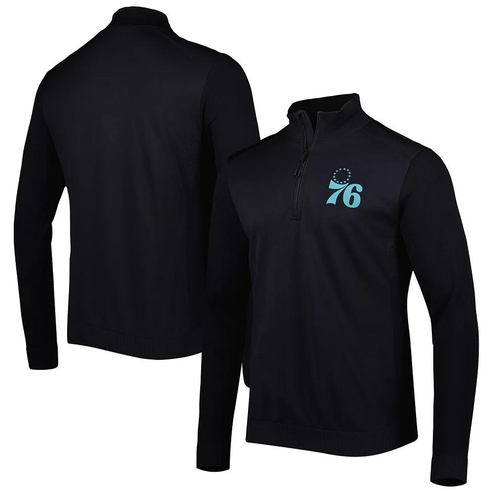 Men's Levelwear Black Philadelphia 76ers Nano Engineered Knit Fabric Quarter-Zip Jacket,  Product Image