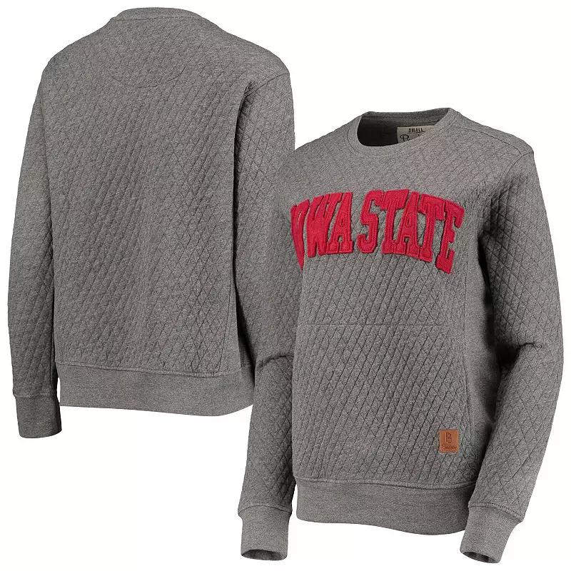 Women's Pressbox Heather Charcoal Iowa State Cyclones Moose Quilted Pullover Sweatshirt,  Product Image