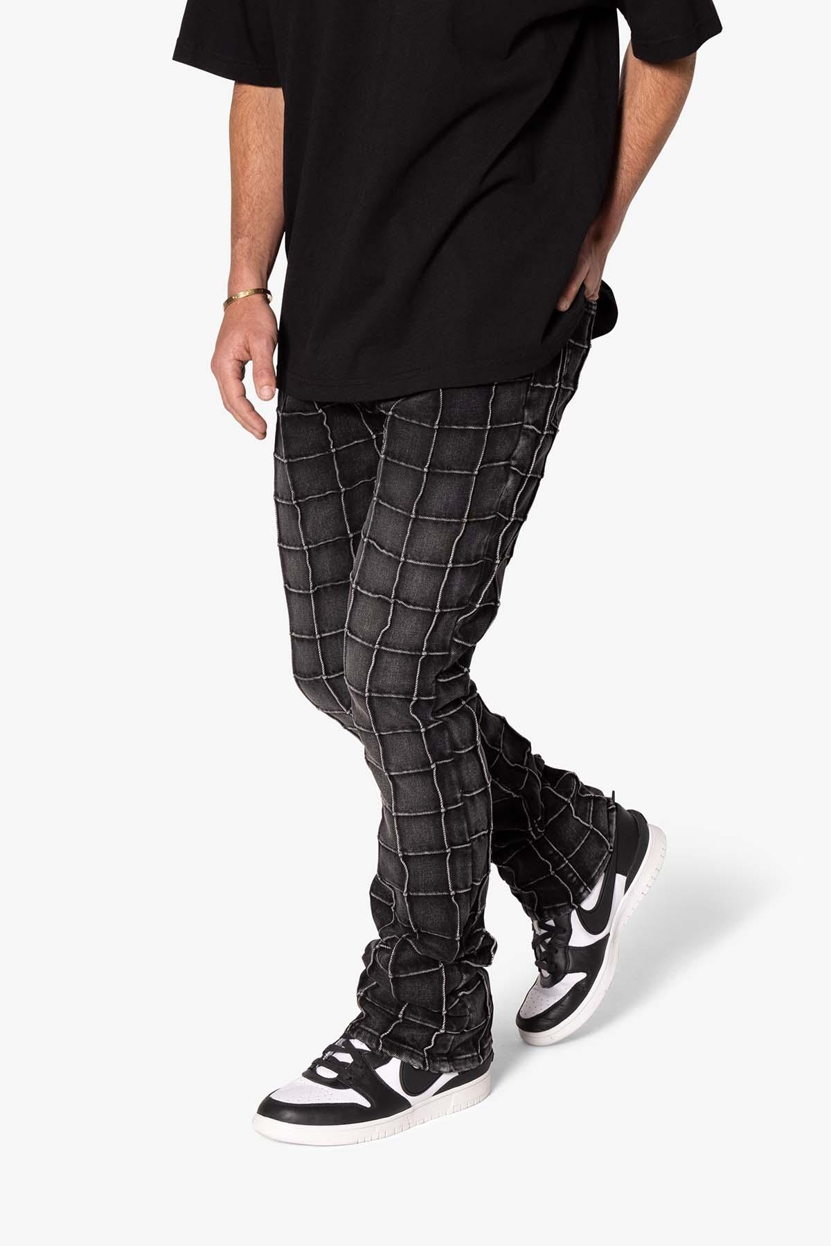 B665 Pleated Square Flare Denim - Black Product Image