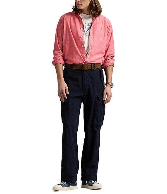 Polo Ralph Lauren Classic Fit Red Chambray Long Sleeve Shirt Product Image