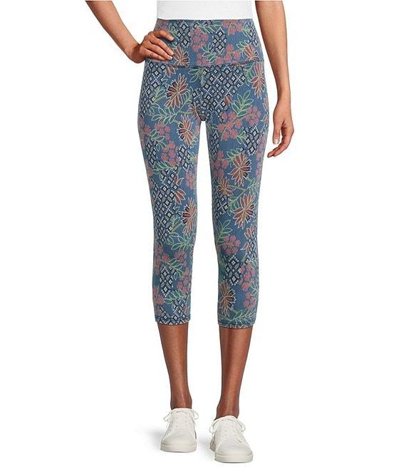 Intro Teri Love the Fit Knit Floral Tummy Control Capri Denim Leggings Product Image