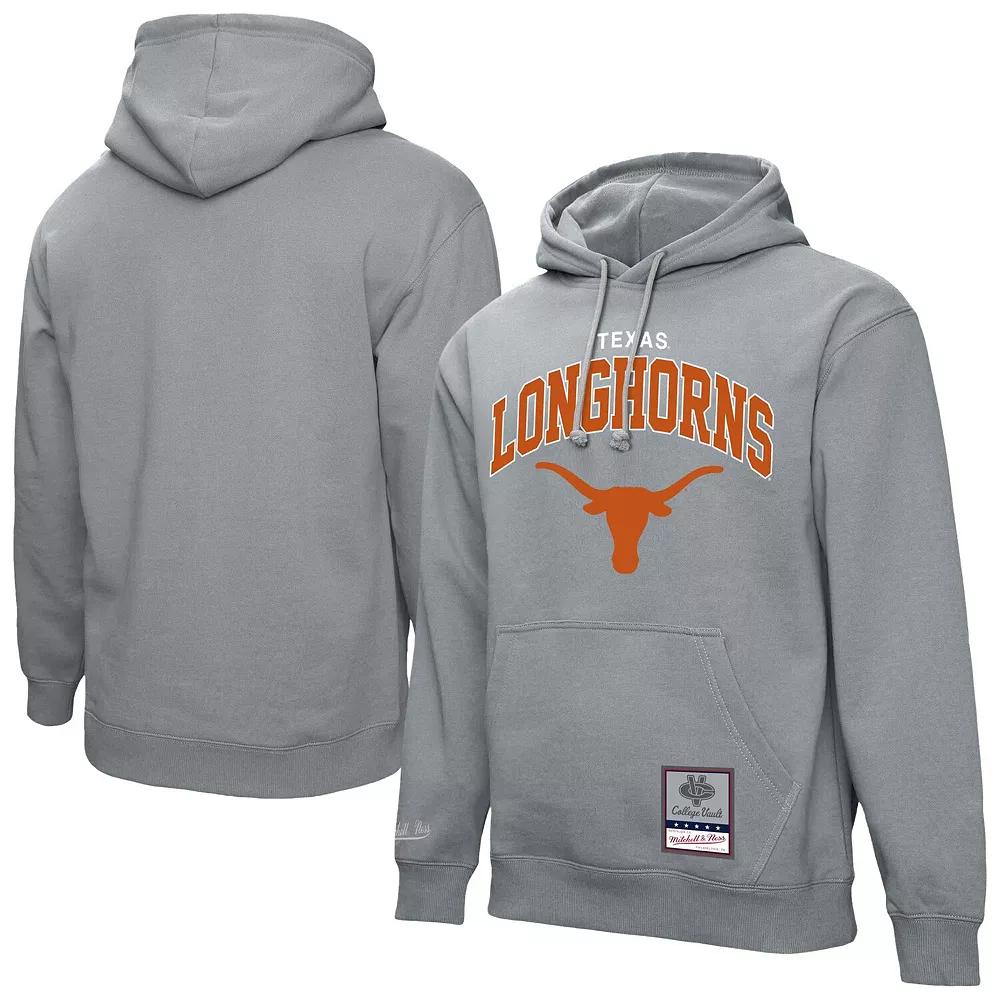 Men's Mitchell & Ness Heather Gray Texas Longhorns Classic Arch Pullover Hoodie,  Product Image