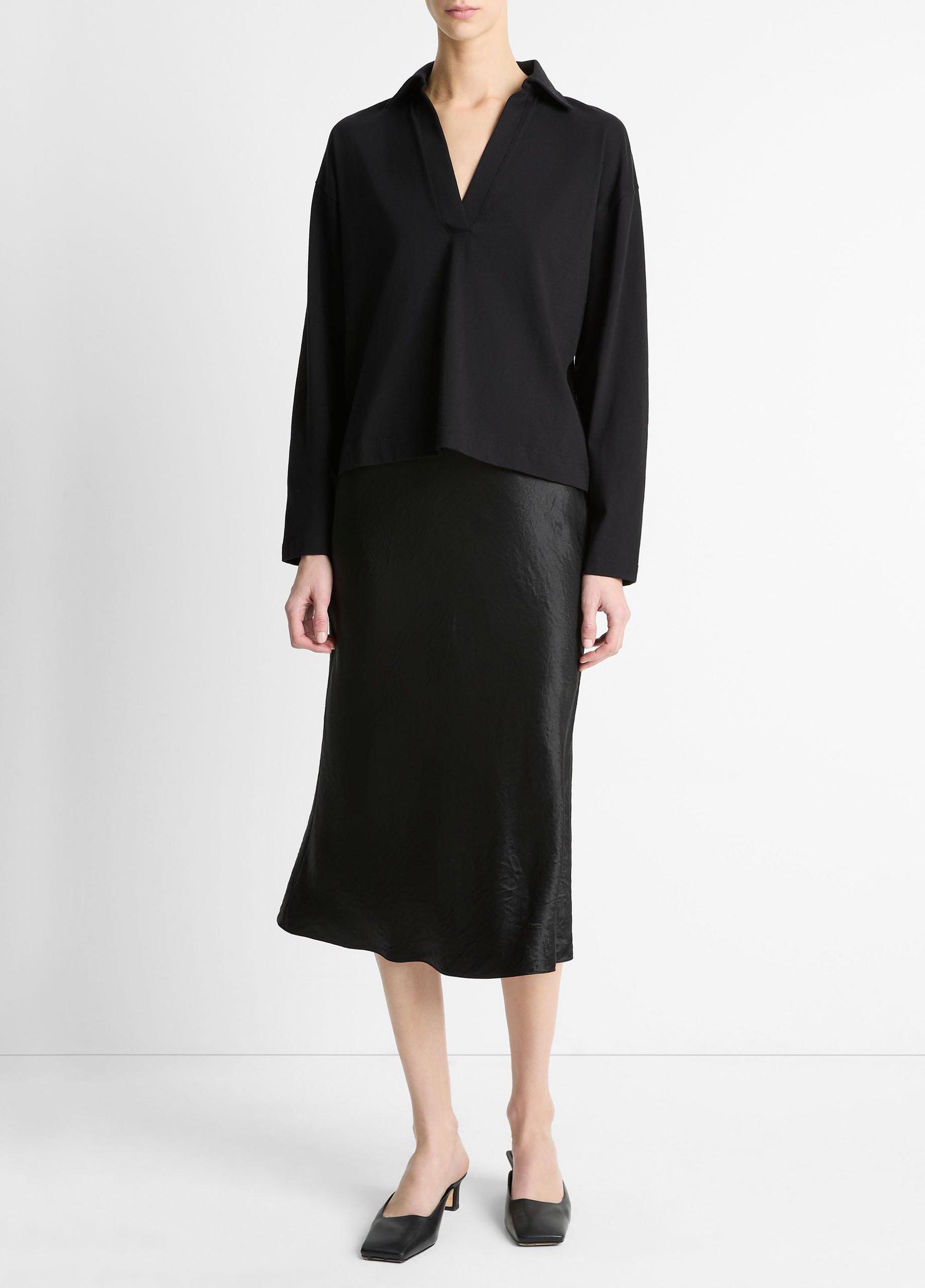 Easy Pima Cotton Long-Sleeve Polo Shirt Product Image