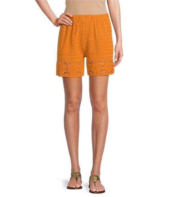 Current Air Coordinating Crochet High Rise Elastic Waist Shorts Product Image
