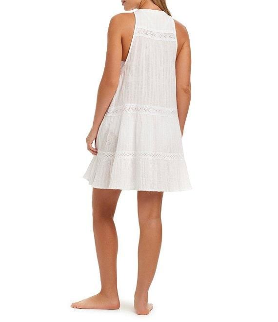Jessica Simpson Boho Jacquard Crew Neck Swim Cover-Up Dress Product Image