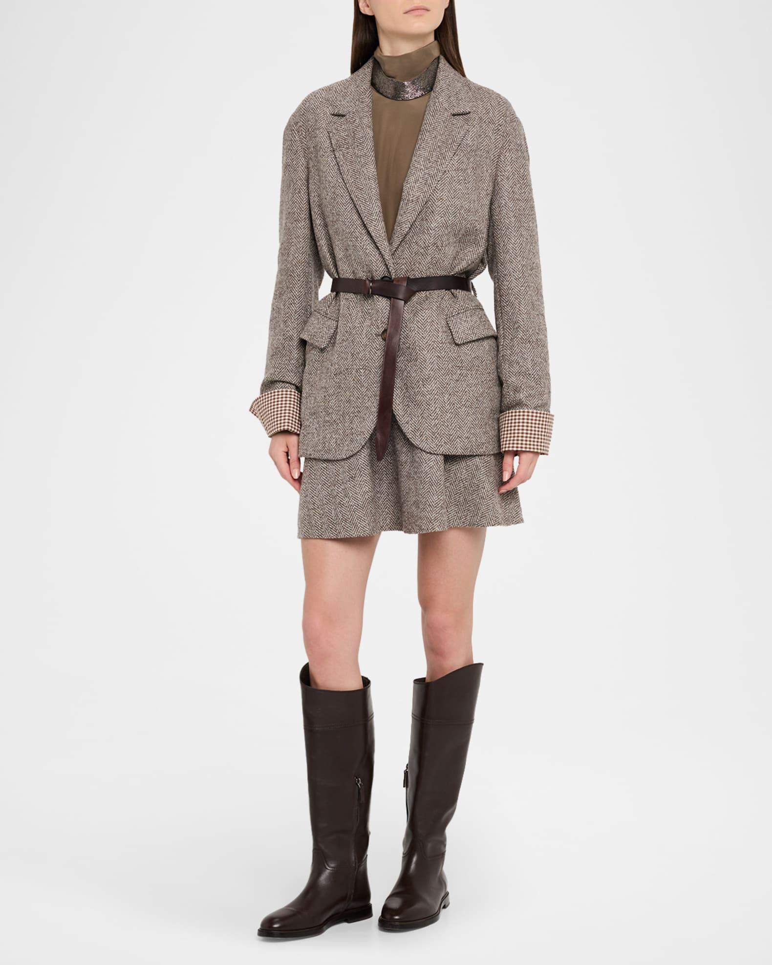 Crepe De Chine Long-Sleeve Blouse With Removable Thick Monili Collar Product Image