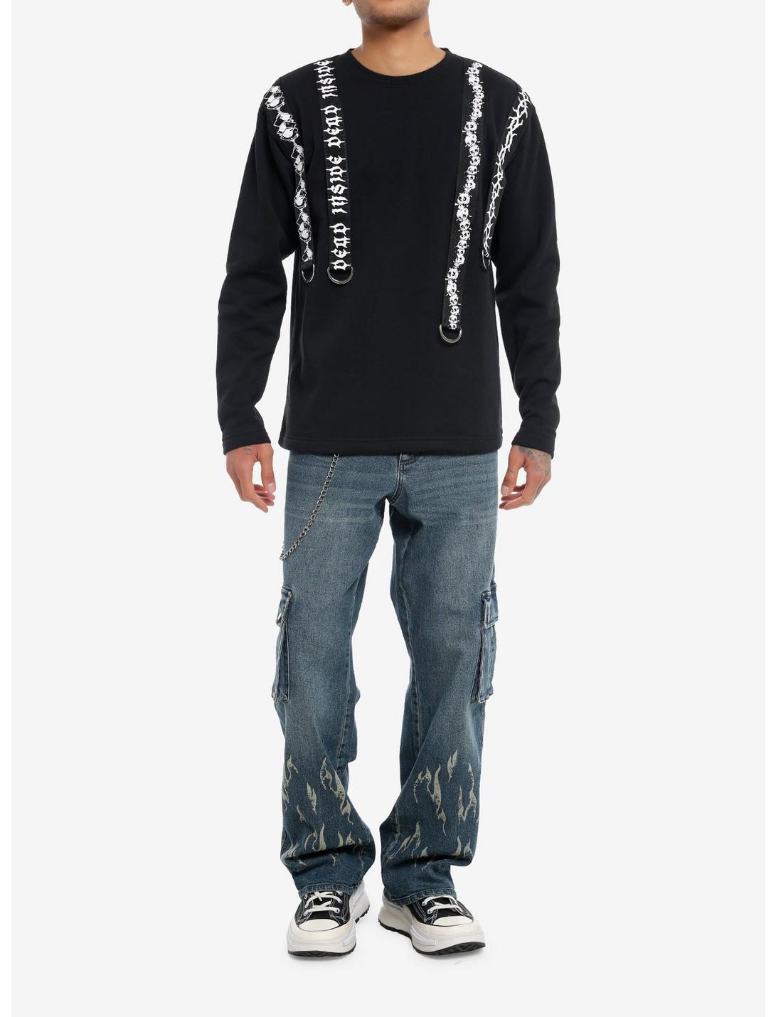 Dead Inside Graphic Straps Crewneck Sweater Product Image